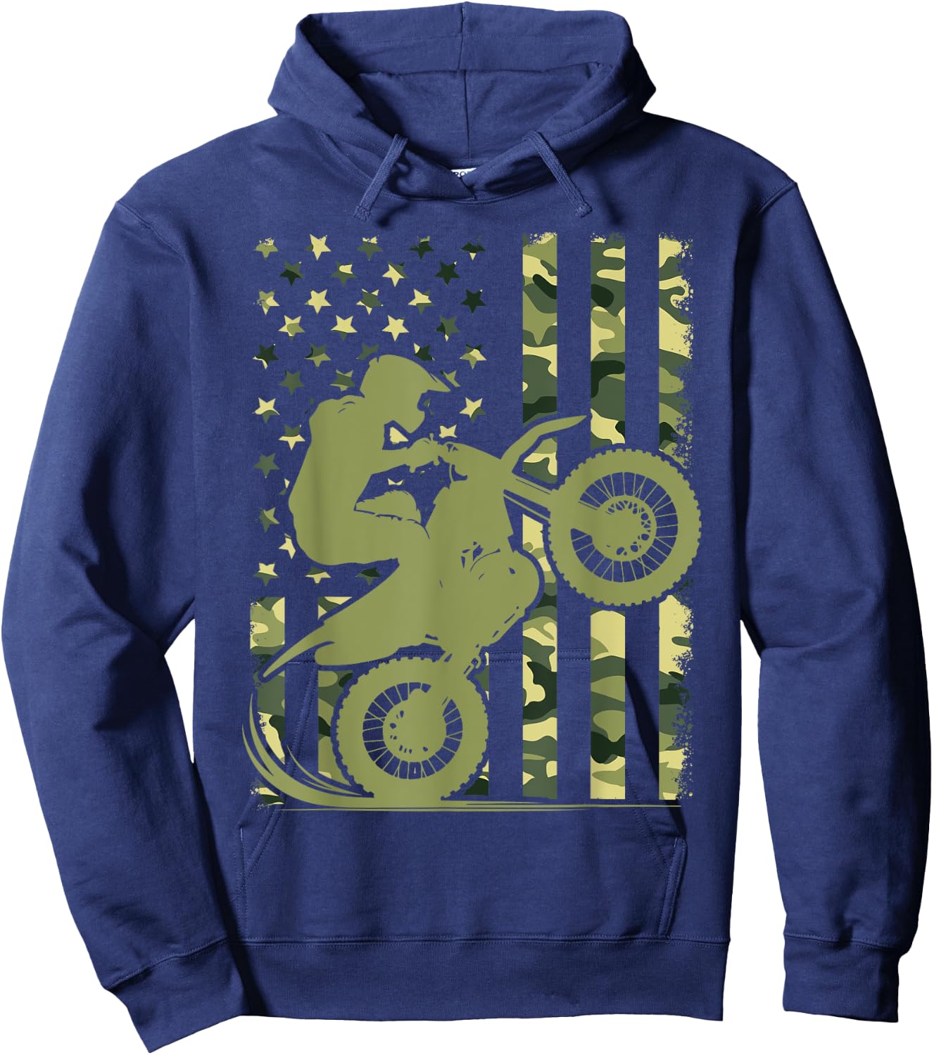 Motocross Dirt Bike Racing Camo Camouflage Boys Hoodie - Hoodie | Navy