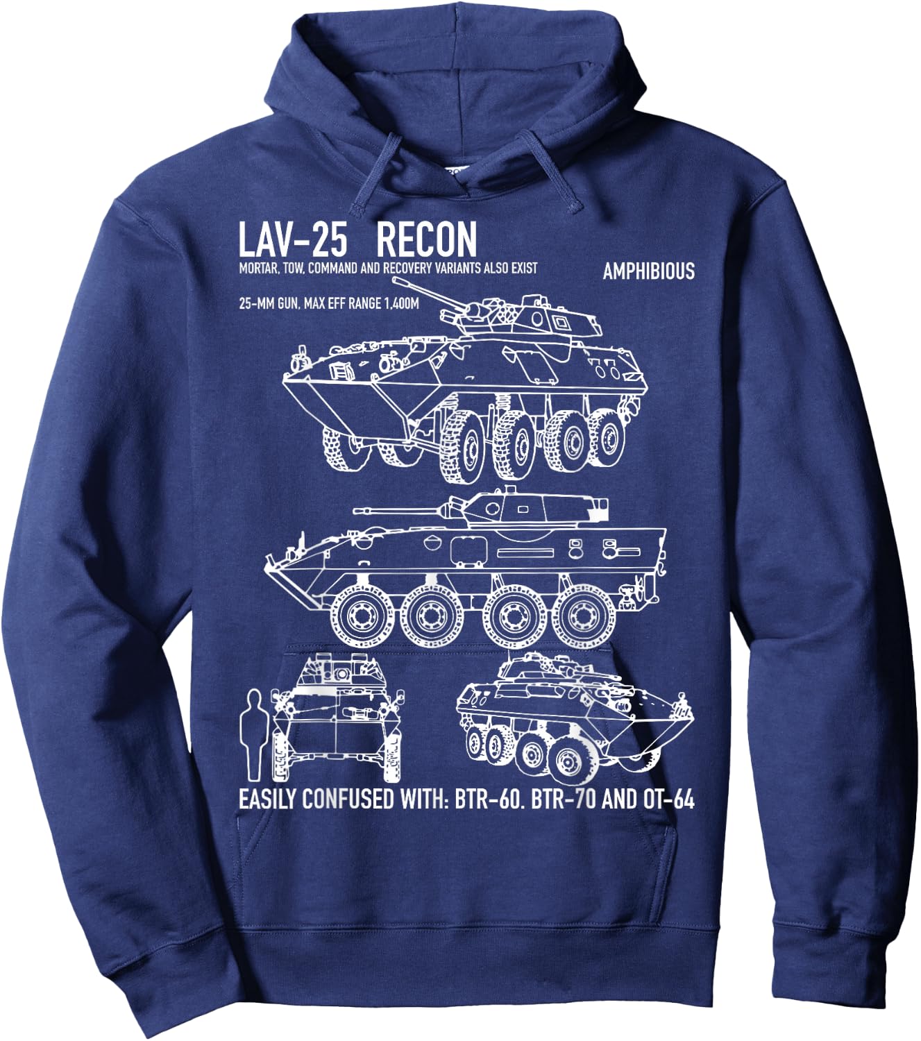 LAV-25 Light Armored Vehicle Blueprint Gift Hoodie - Hoodie | Navy