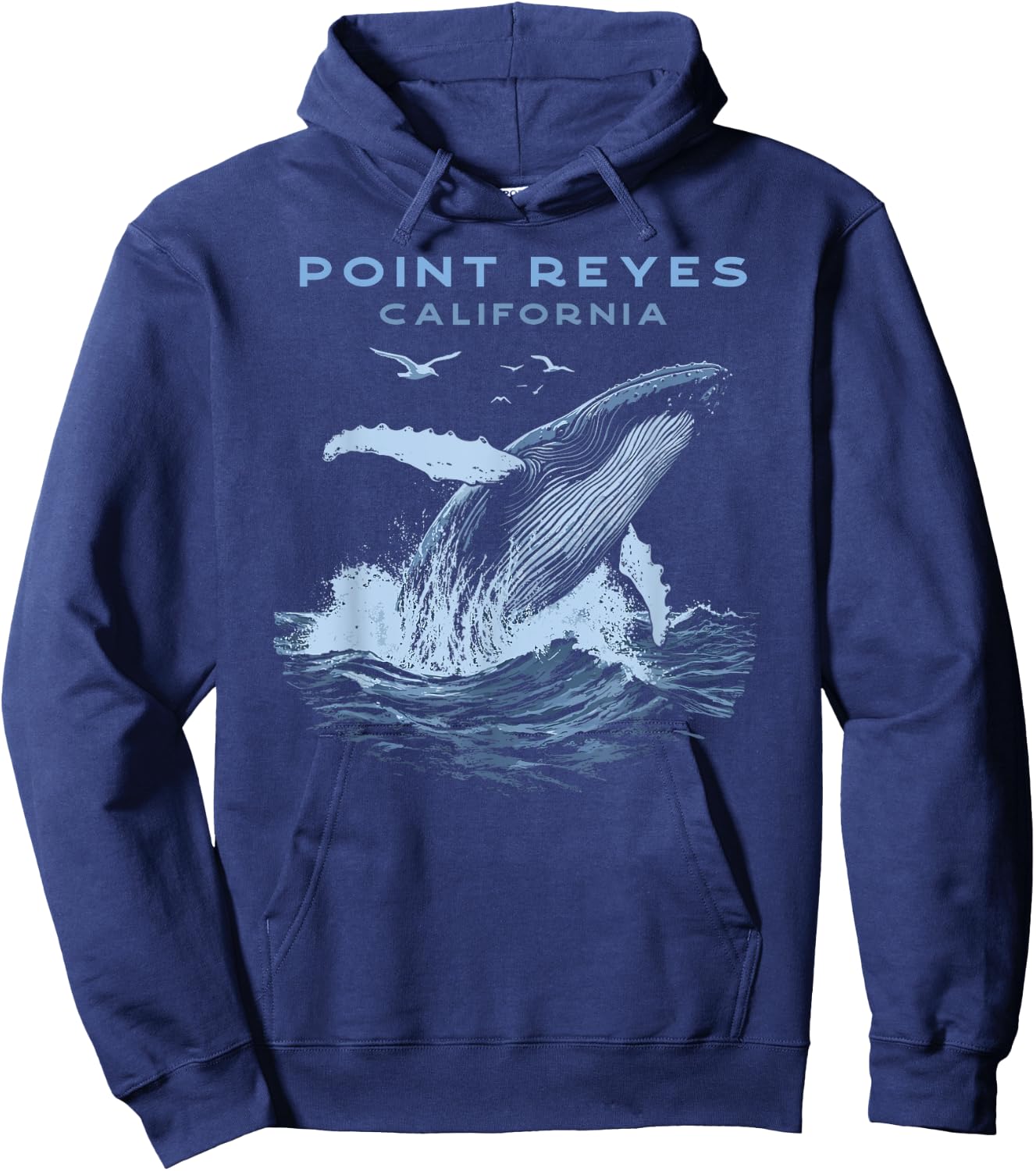 Point Reyes California Humpback Whale Hoodie - Hoodie | Navy