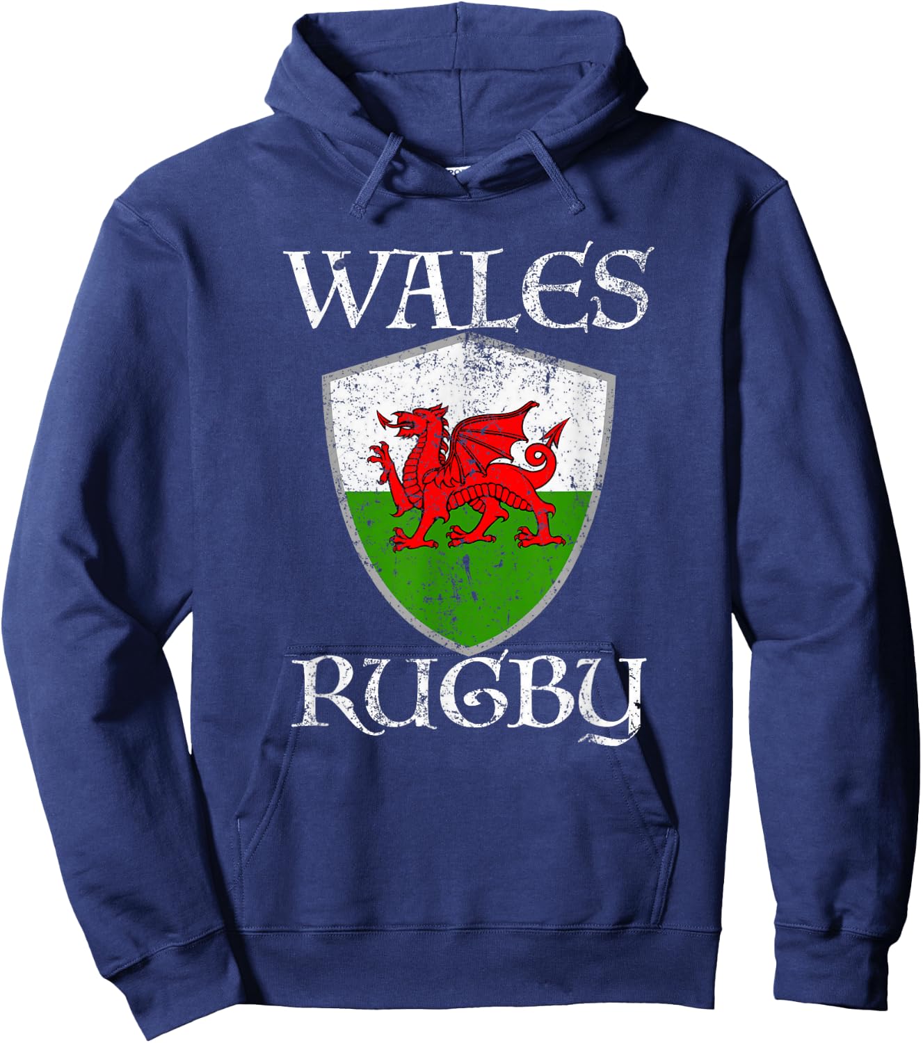 Wales Rugby T Shirt Welsh Flag CYMRU Gift Hoodie - Hoodie | Navy