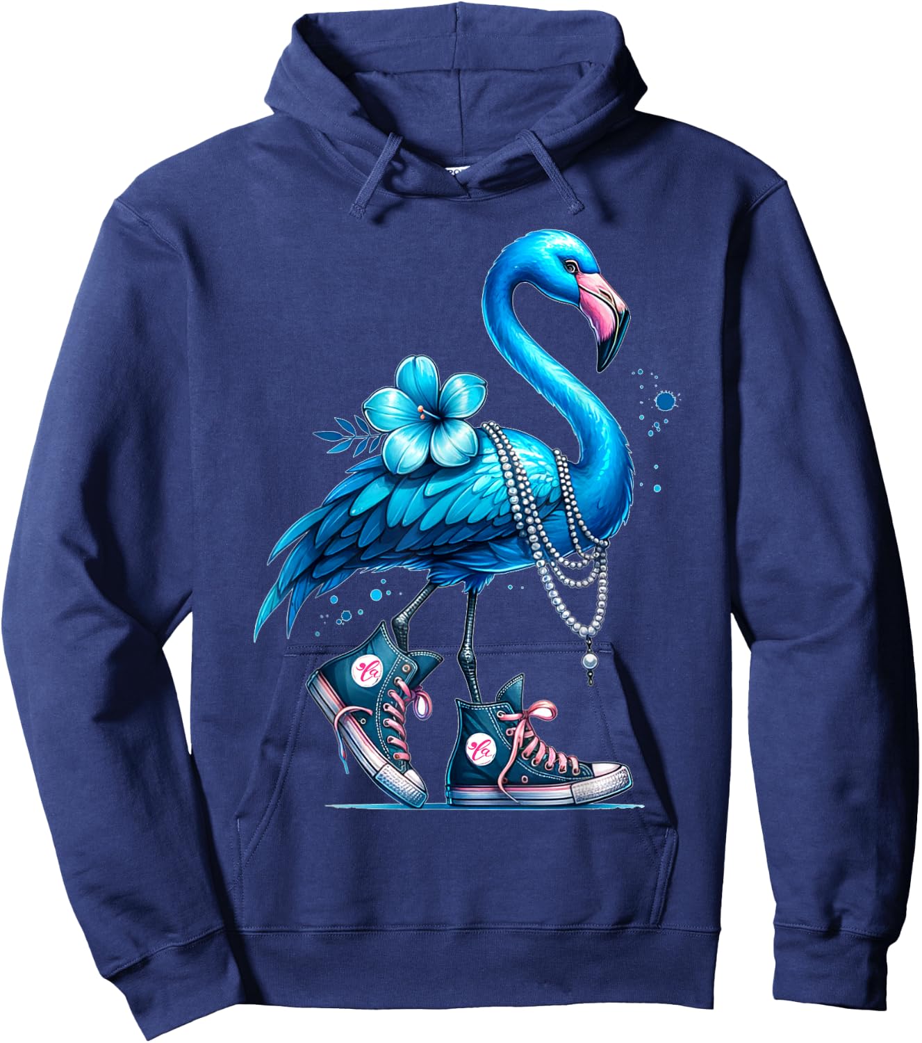 Flamingo Chucks And Pearls Comma La Kamala 2024 Hoodie - Hoodie | Navy