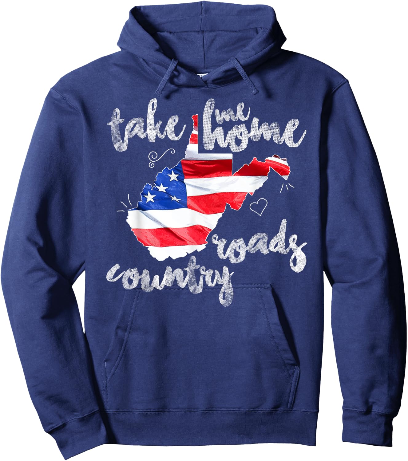 WV Country Roads Enlarged Version West Virginia Hoodie - Hoodie | Navy