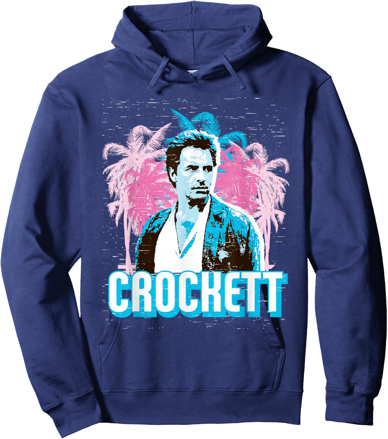 Miami Vice Crockett and Palm Tree Scenery Hoodie - Hoodie | Navy