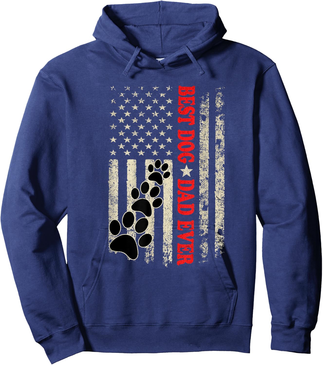 Funny Dad Fathers Day Dog Dad USA Flag Hoodie - Hoodie | Navy