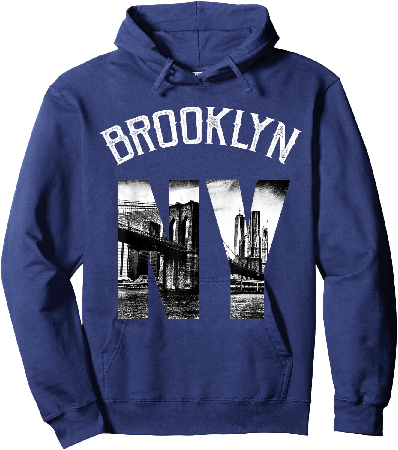 Vintage Brooklyn New York Skyline Shirt Hoodie - Hoodie | Navy