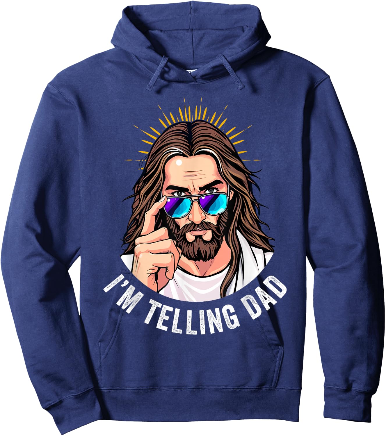 Funny Jesus I'm Telling Dad Religious Hoodie - Hoodie | Navy