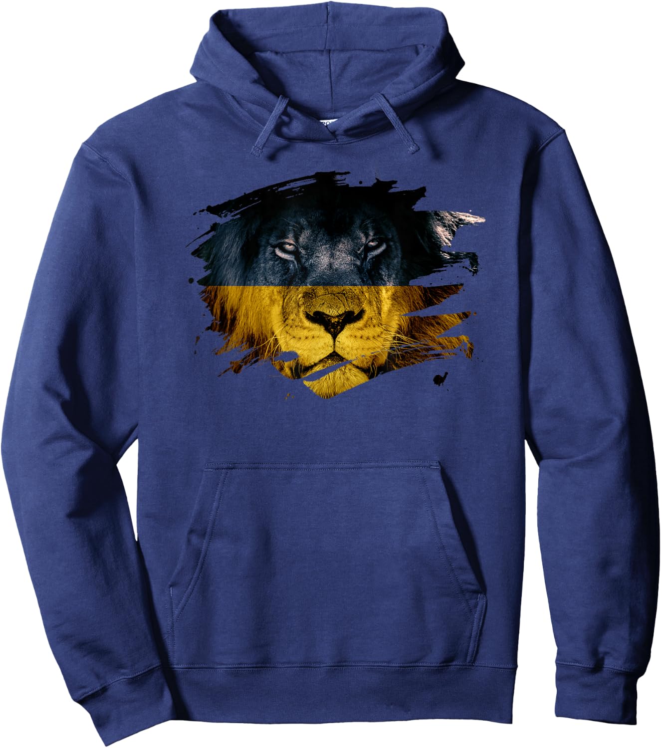 Ukraine Flag & African Lion - Ukrainian Pride Hoodie - Hoodie | Navy