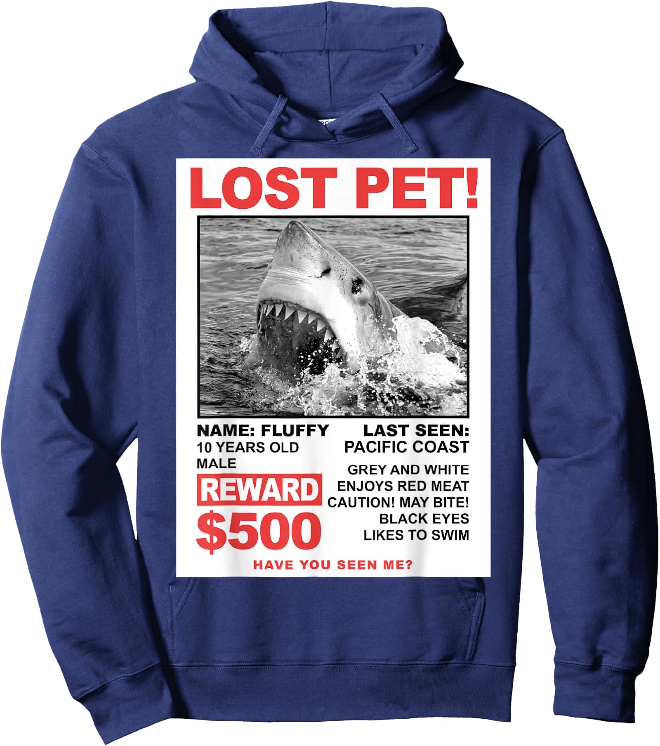Shark Flyer Lost Pet Reward Hoodie - Hoodie | Navy