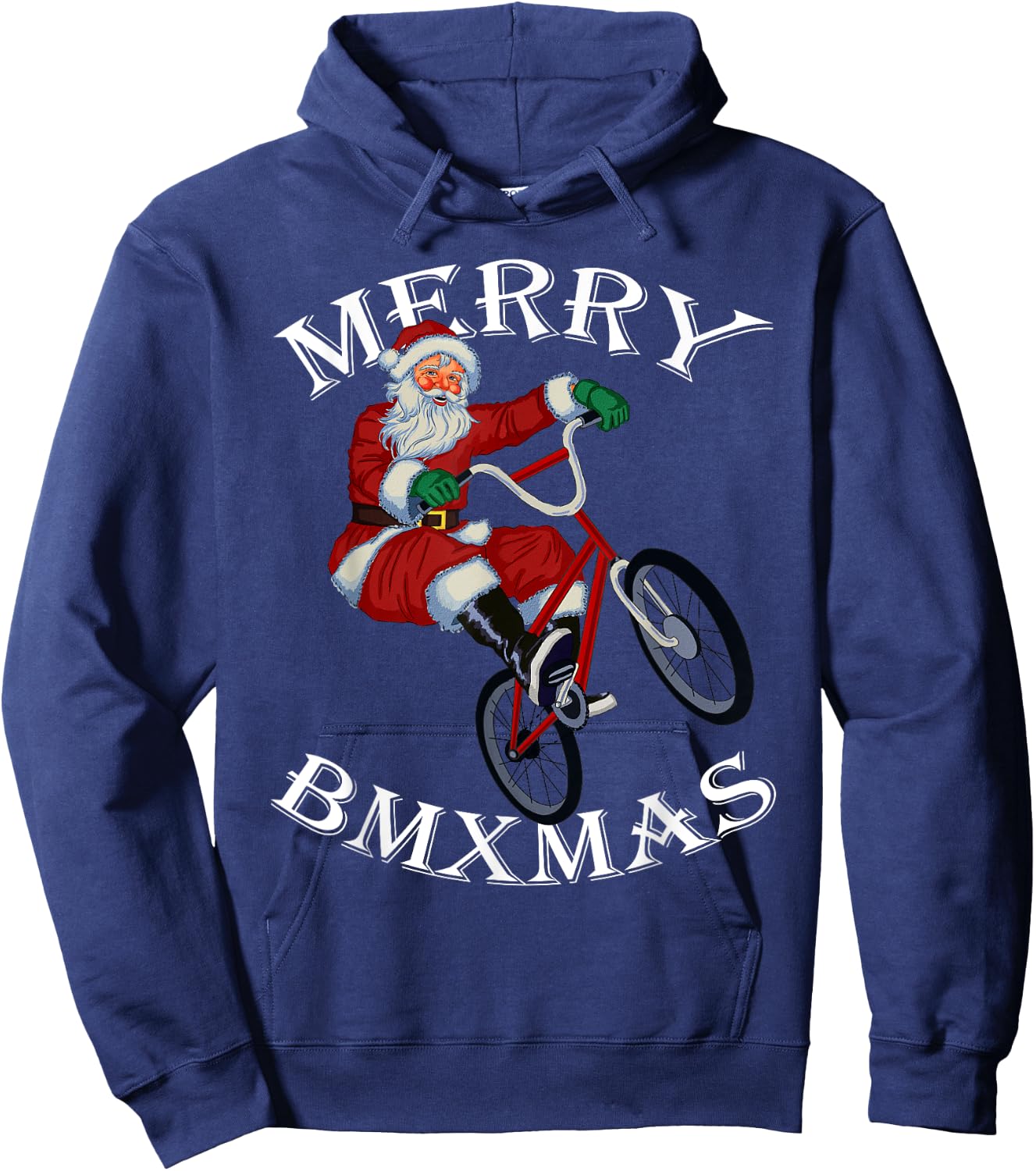 Merry BMXmas Christmas BMX Santa Gifts Funny Hoodie - Hoodie | Navy