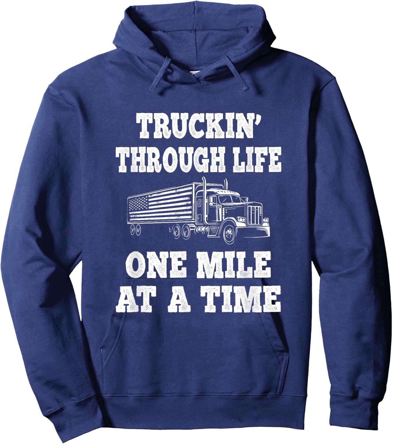 American Flag Semi Truck Driver Hoodie - Hoodie | Navy