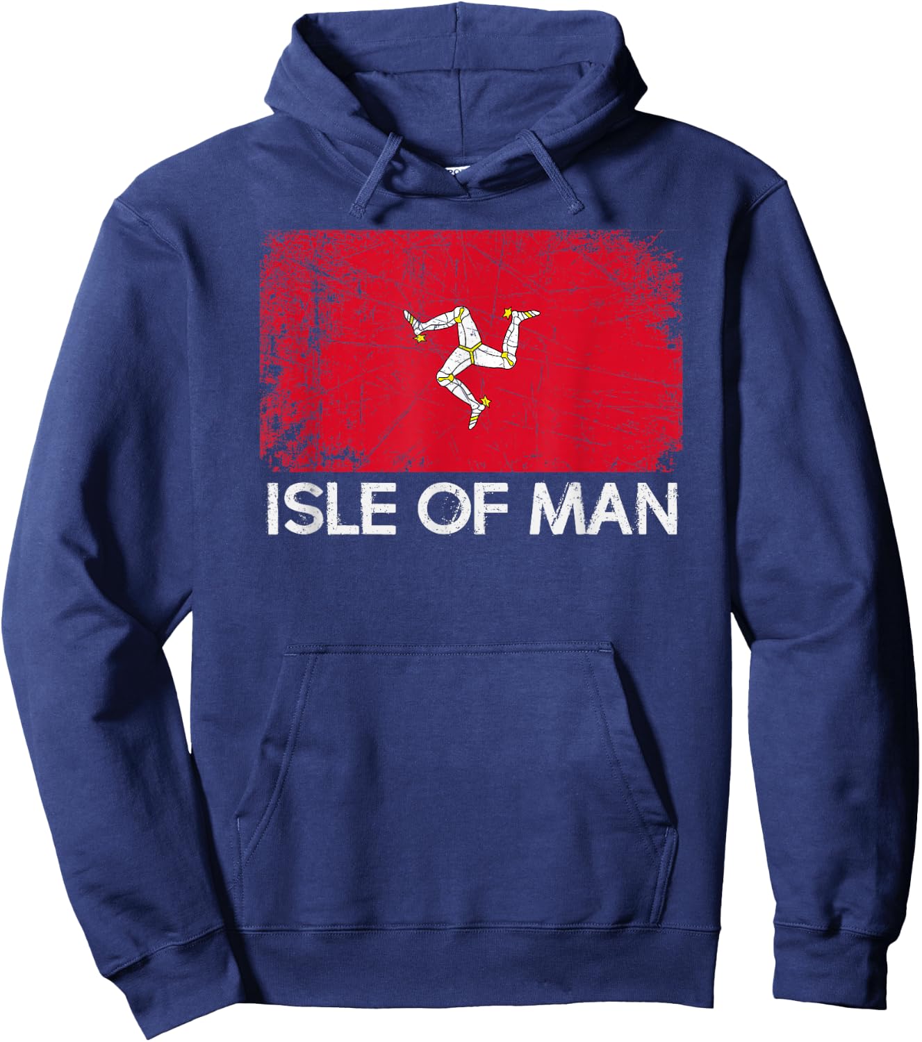 Manx Flag | Vintage Made In Isle of Man Gift Hoodie - Hoodie | Navy