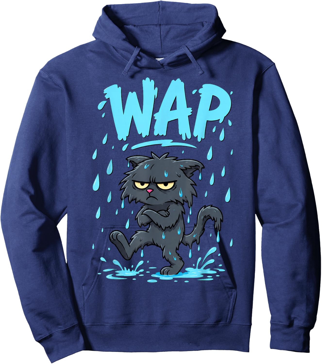 Wet Cat Humor Design Hoodie - Hoodie | Navy