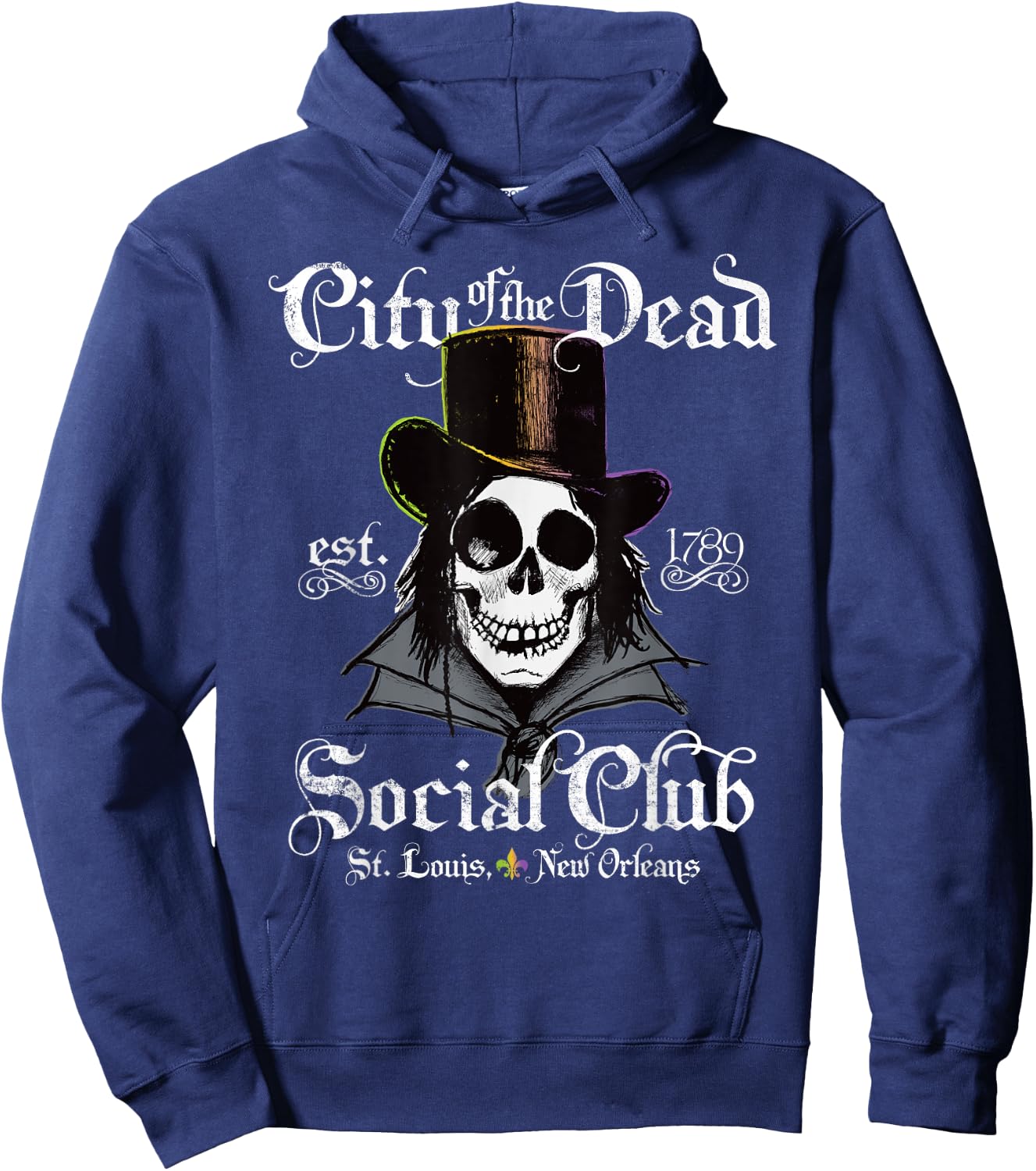 New Orleans Voodoo Doctor Goth Skull Halloween Hoodie - Hoodie | Navy