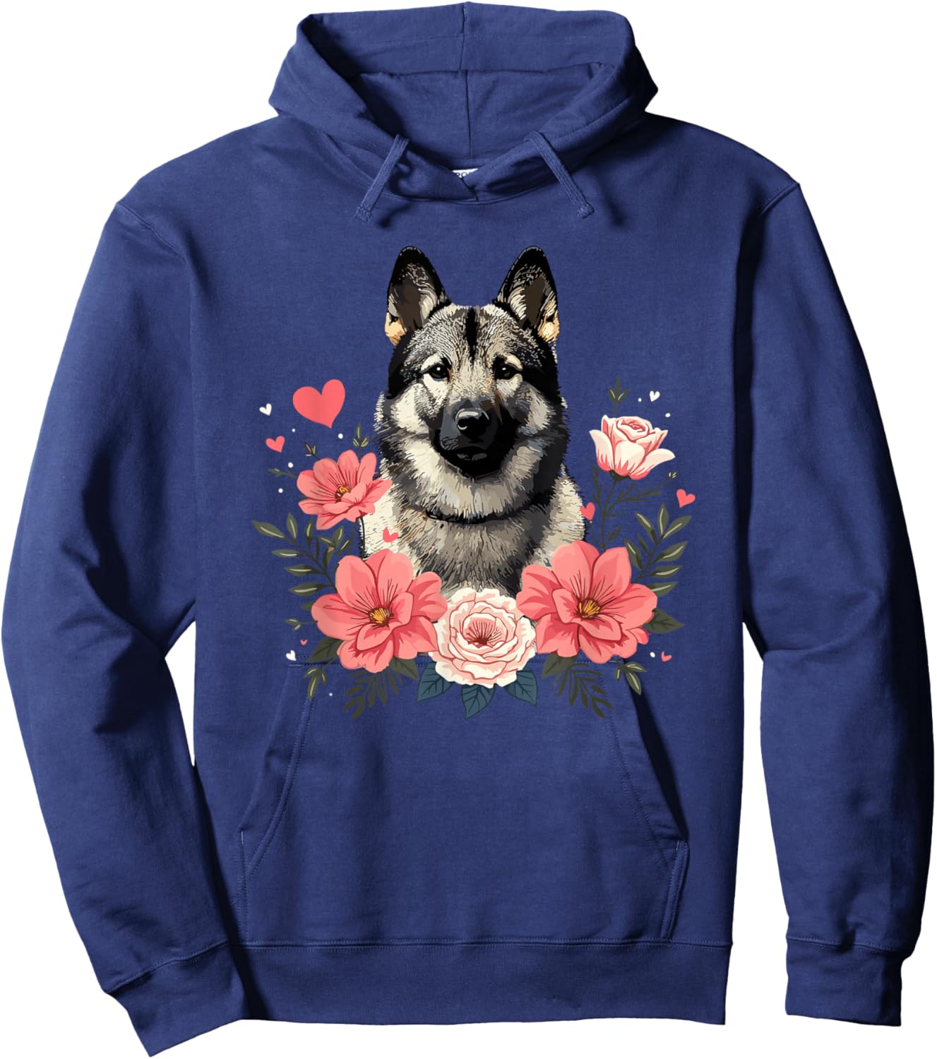 Roses Flowers Norwegian Elkhound Hoodie - Hoodie | Navy