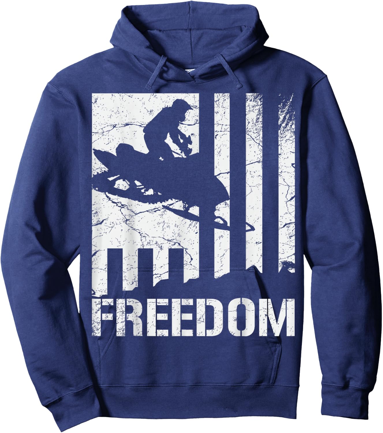 Snowmobile Snowmobiling Freedom Flag Hoodie - Hoodie | Navy