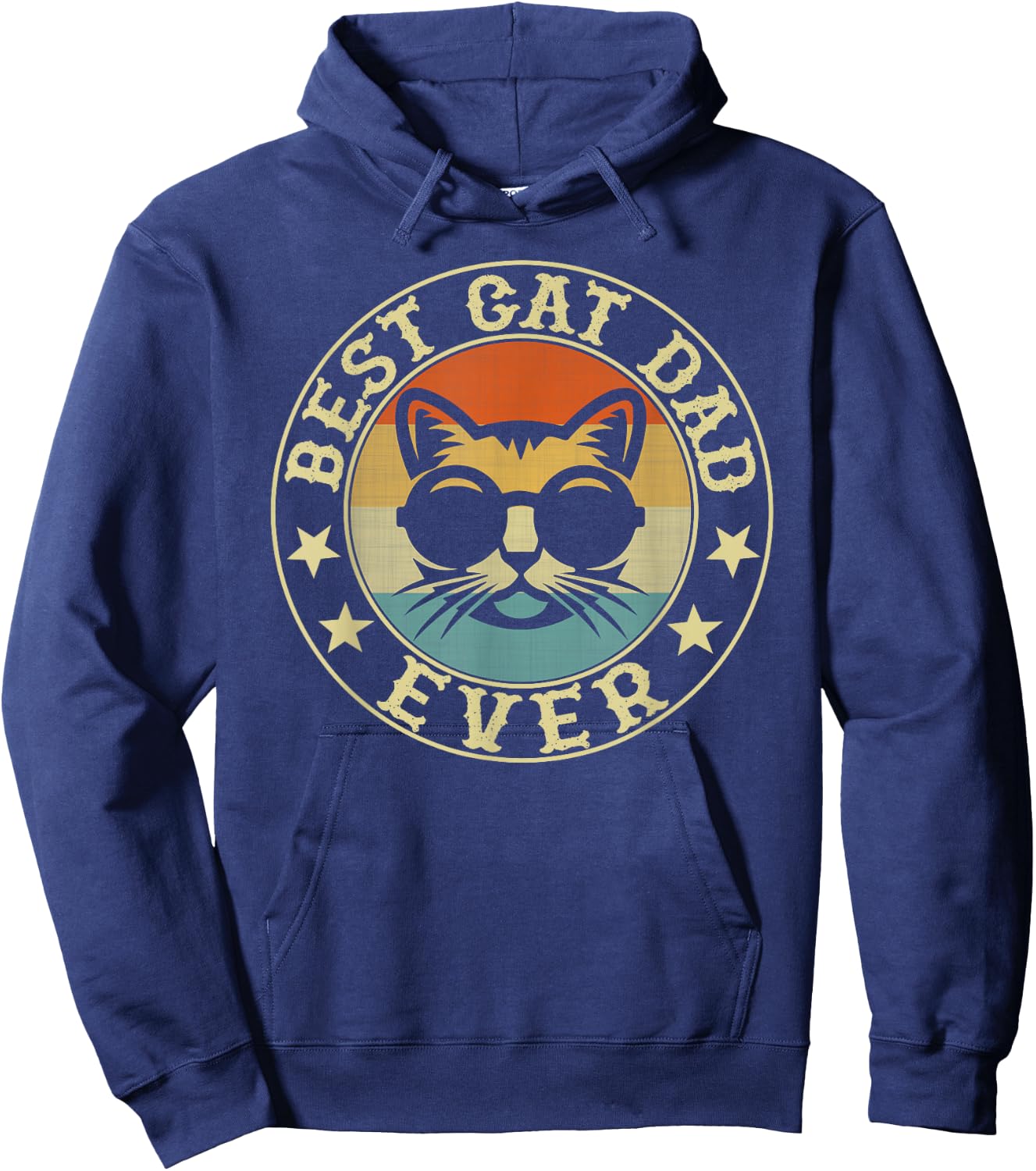 Vintage Best Cat Dad Ever Men Girls Kids Hoodie - Hoodie | Navy