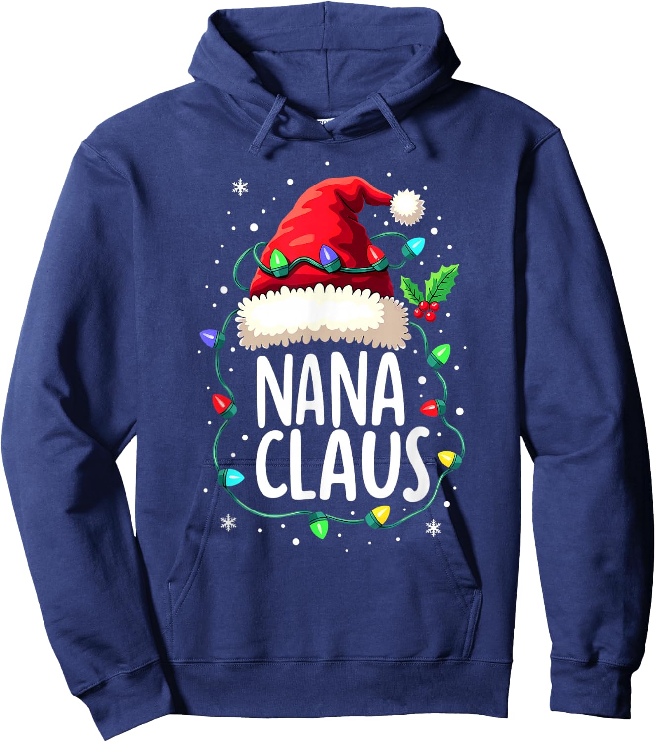 Christmas Lights Godmother Grandma Nana Claus Hoodie - Hoodie | Navy