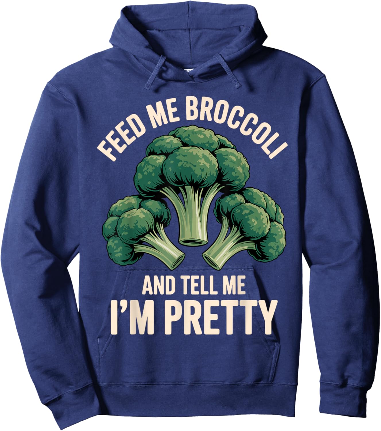 Funny Broccoli Design Women Kids Vegan Broccoli Hoodie - Hoodie | Navy