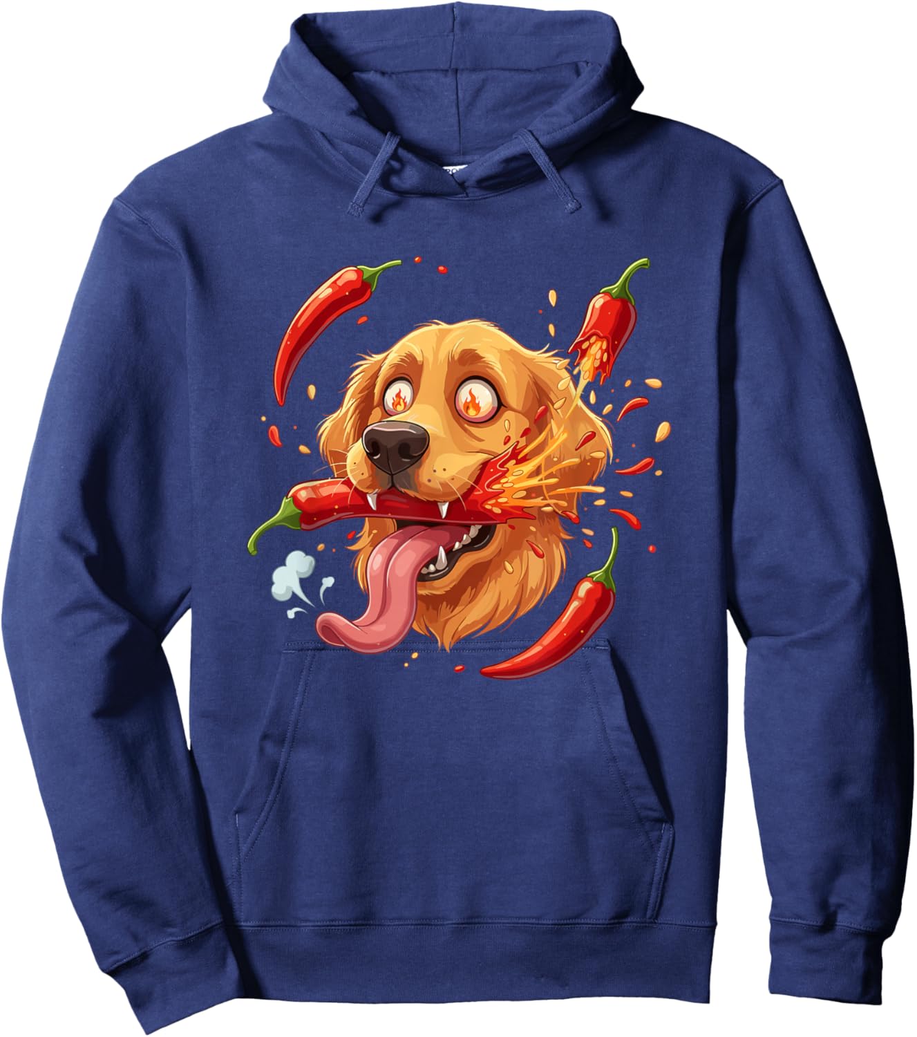 Funny Hot Chili Pepper Dog Spicy Crazy Tongue Hoodie - Hoodie | Navy