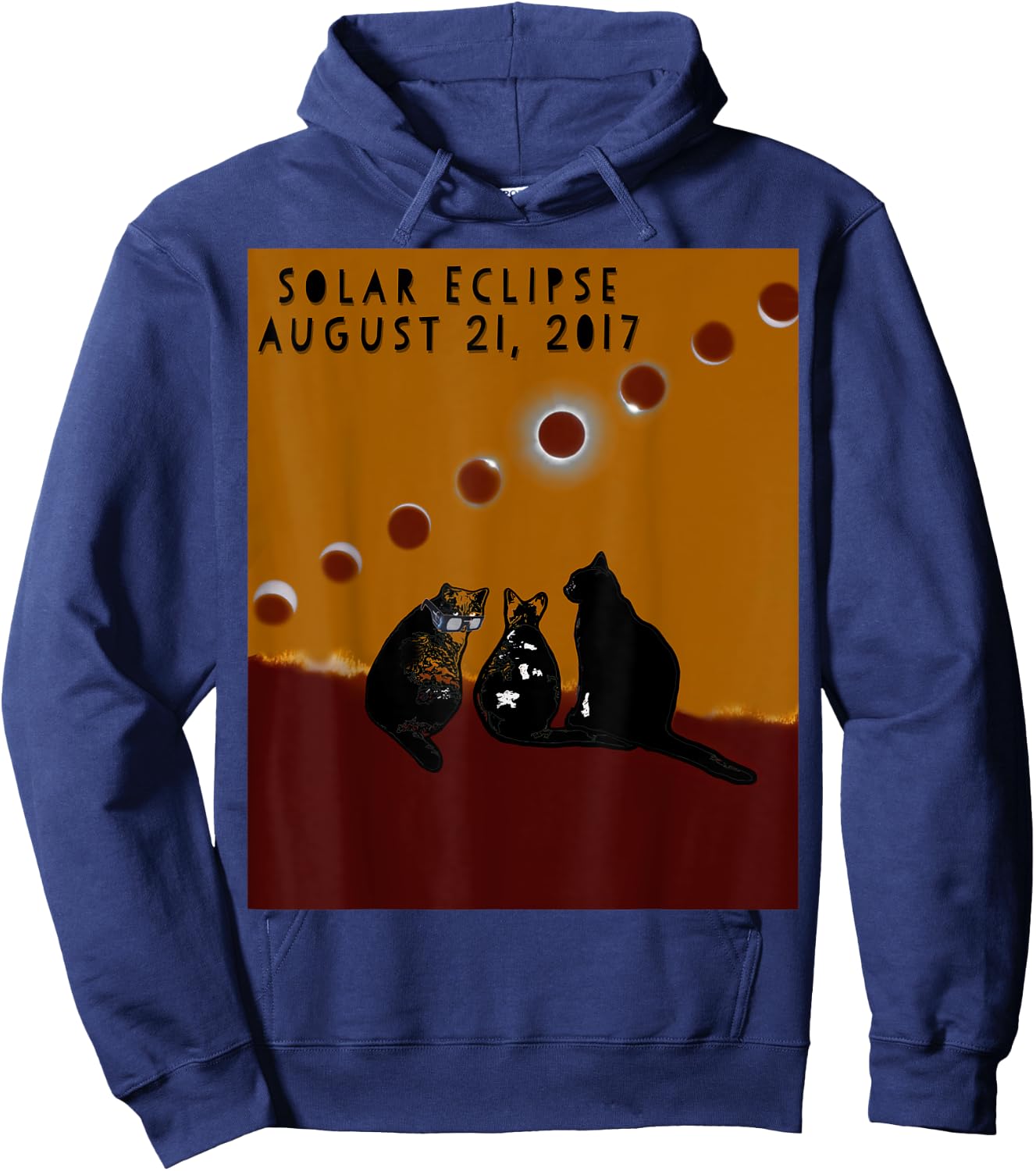 Total Solar Eclipse 2017 Cat T Shirt 8-21-2017 Hoodie - Hoodie | Navy