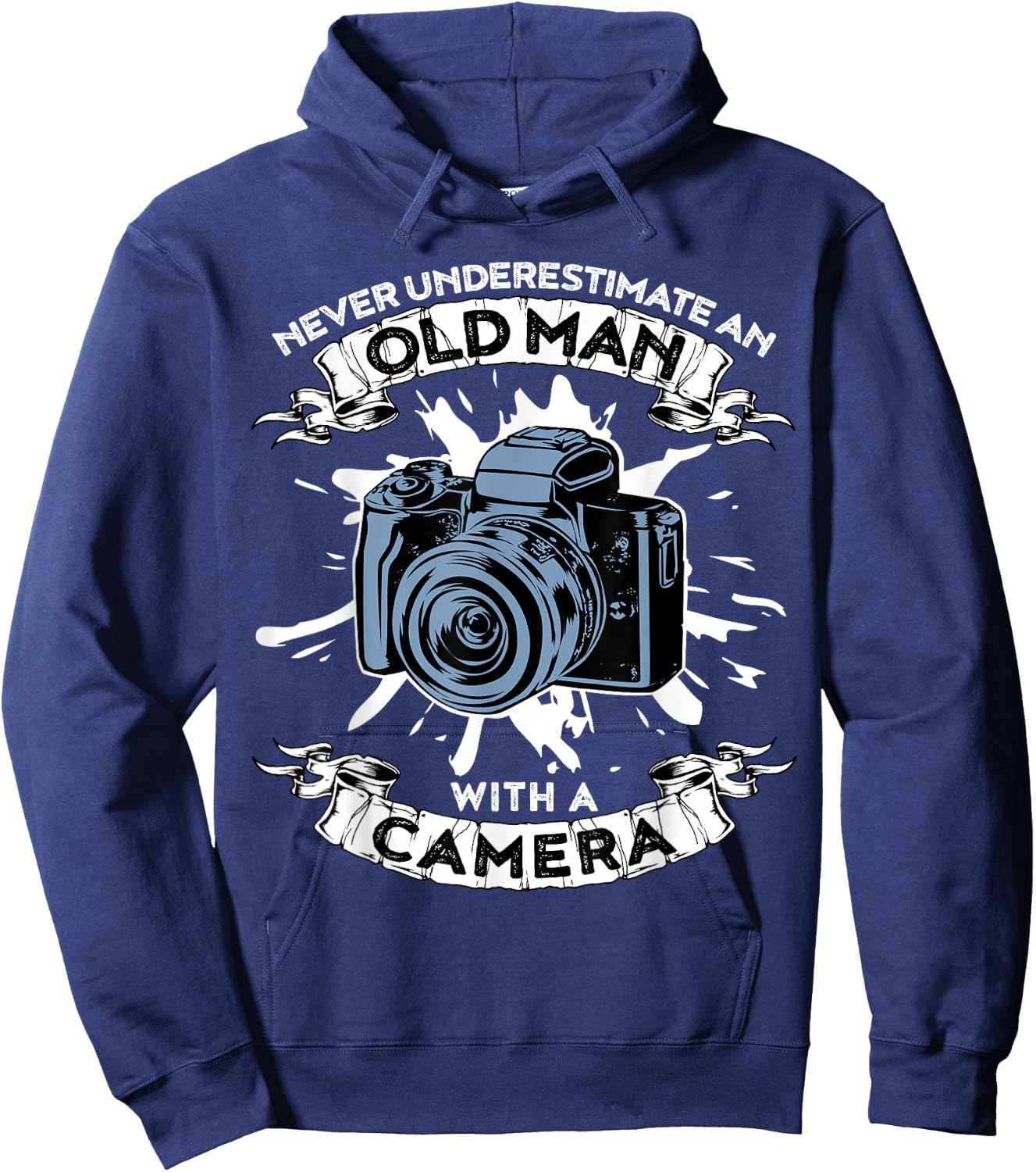 Never Underestimate An Old Man With A Camera Hoodie - Hoodie | Navy