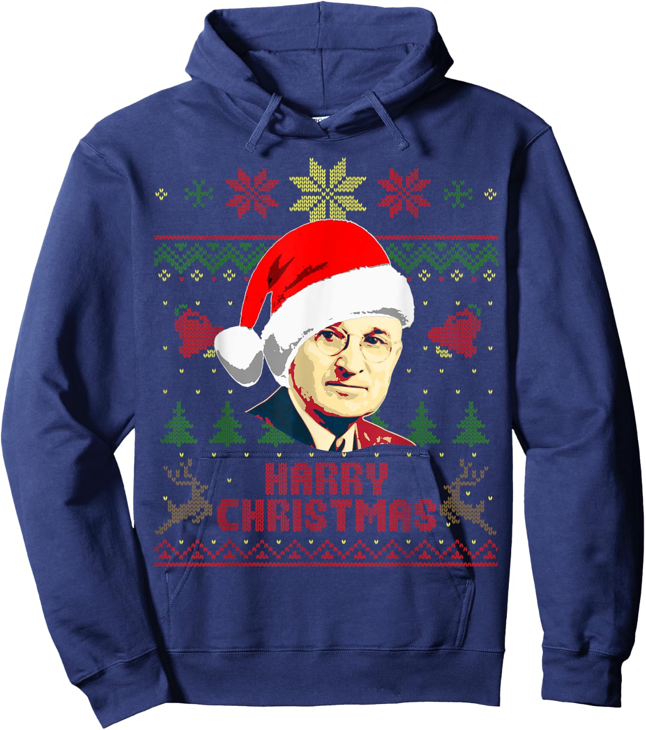 Harry S Truman Funny Christmas Hoodie - Hoodie | Navy