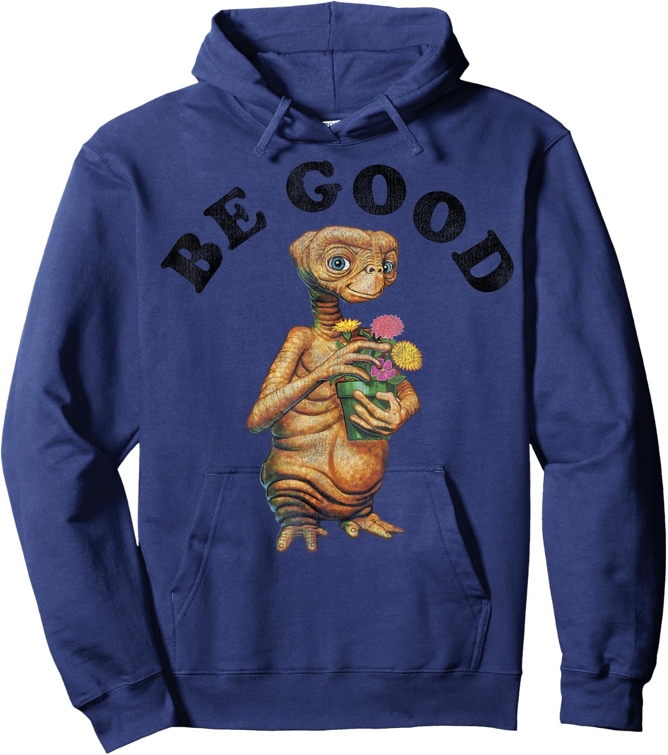 E.T. Be Good E.T. Holding Flower Pot Graphic Hoodie - Hoodie | Navy