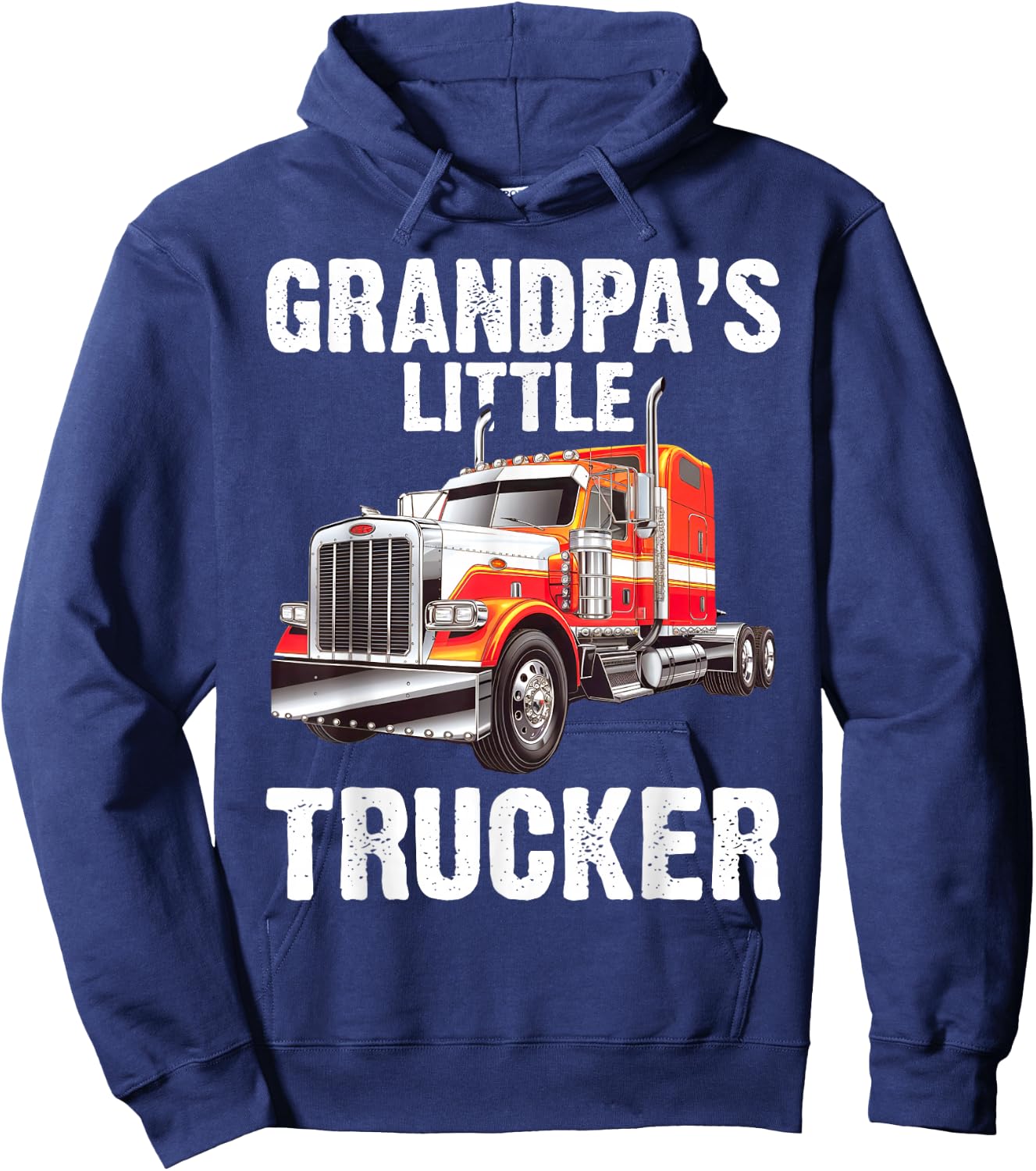 Boys Kids Semi Truck Grandpa's Little Trucker Hoodie - Hoodie | Navy