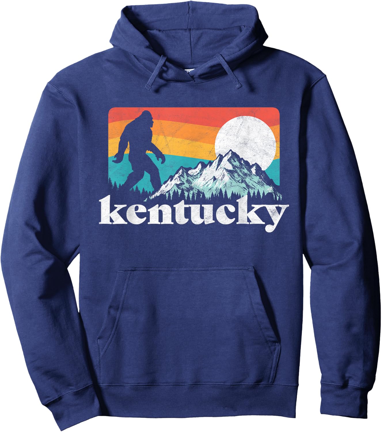 Kentucky Retro Bigfoot Mountains Hoodie - Hoodie | Navy