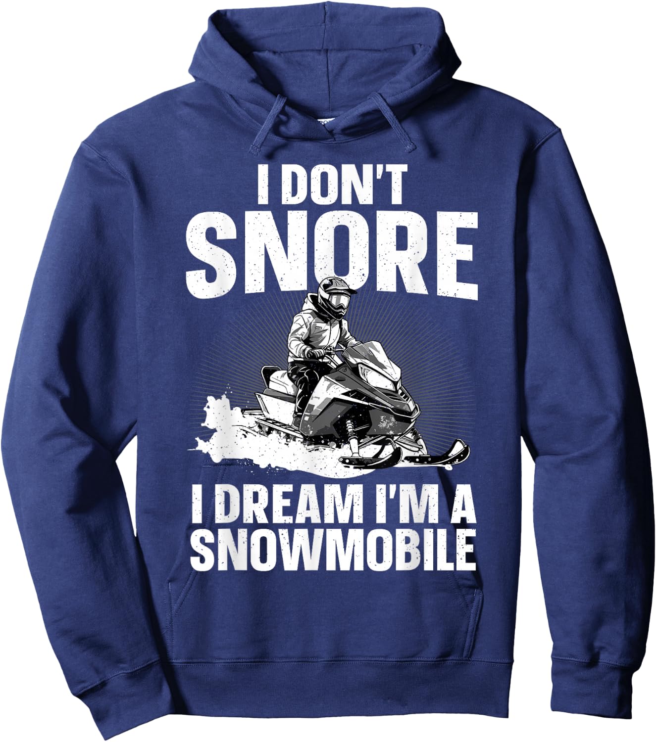 Snowmobile Gift Snowmobiling Accessories & Stuff -Adult Black Short Sleeve Straight Fit Non-Stretchable Letter Print Art Snowmobile Lover Hoodie - Hoodie | Navy