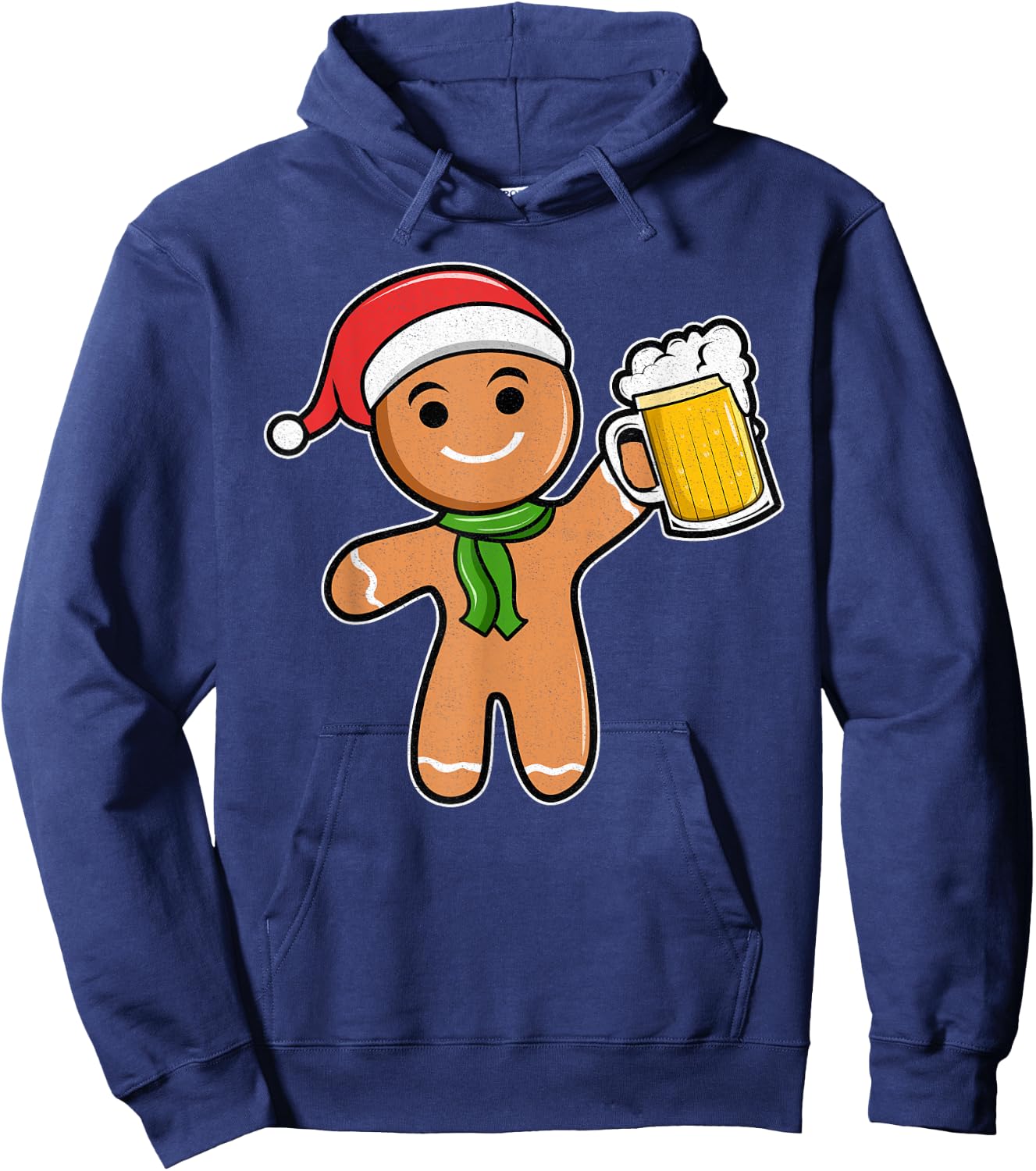 Gingerbread Man Beer Christmas Hoodie - Hoodie | Navy