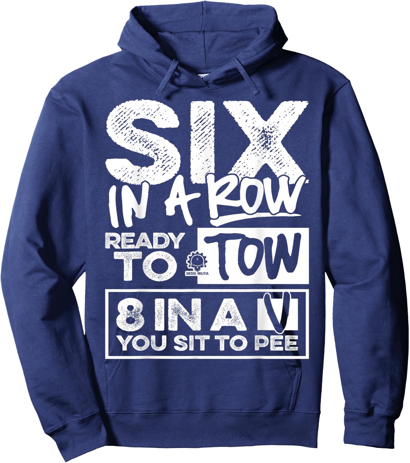 Six in a Row - Diesel Truck Fan Shirt Hoodie - Hoodie | Navy