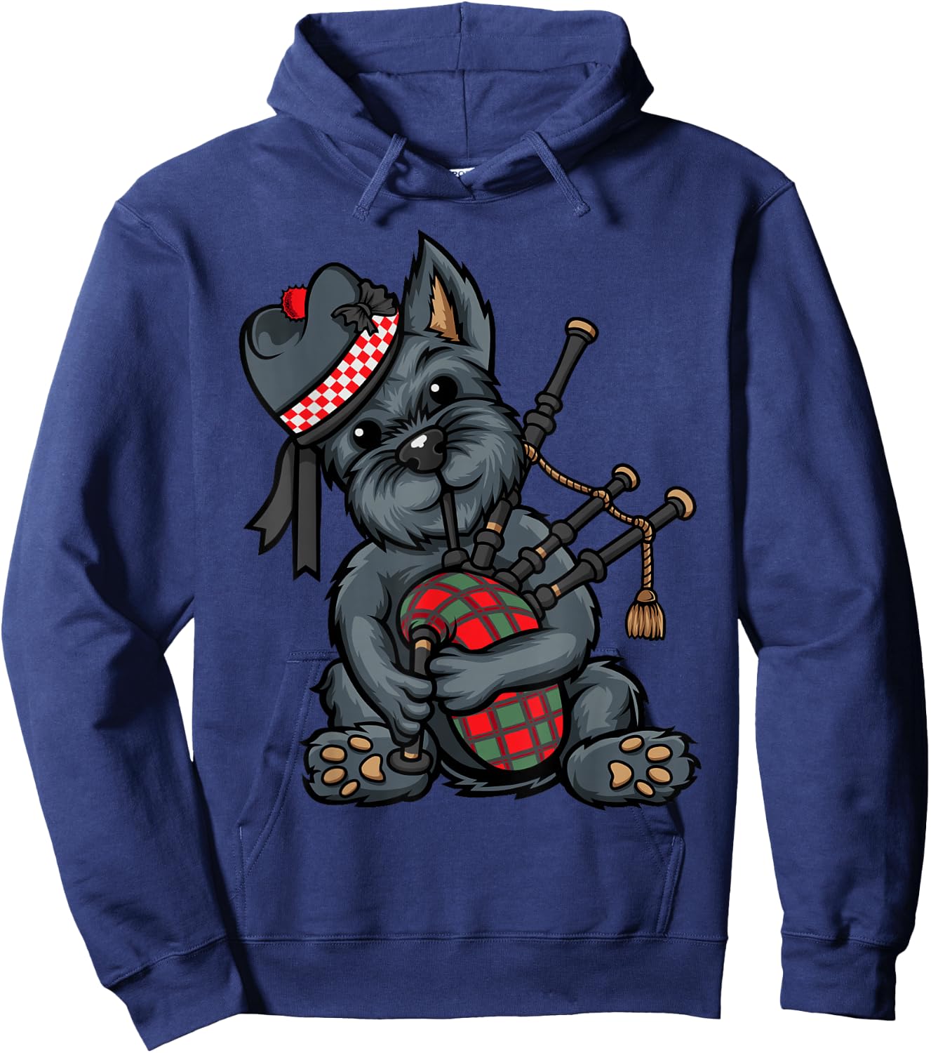 Funny Tartan Day Scottish Terrier Bagpipe Hoodie - Hoodie | Navy