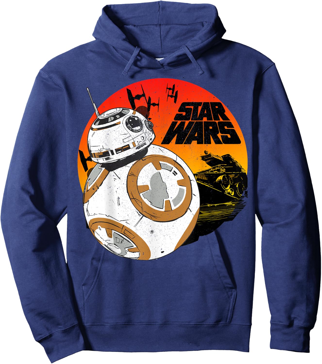 Star Wars Last Jedi BB-8 Retro Sunset Rollabout Hoodie - Hoodie | Navy