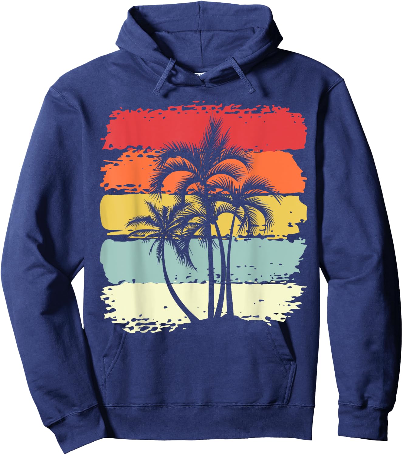 Palm Tree Retro Style Tropical Beach Hoodie - Hoodie | Navy