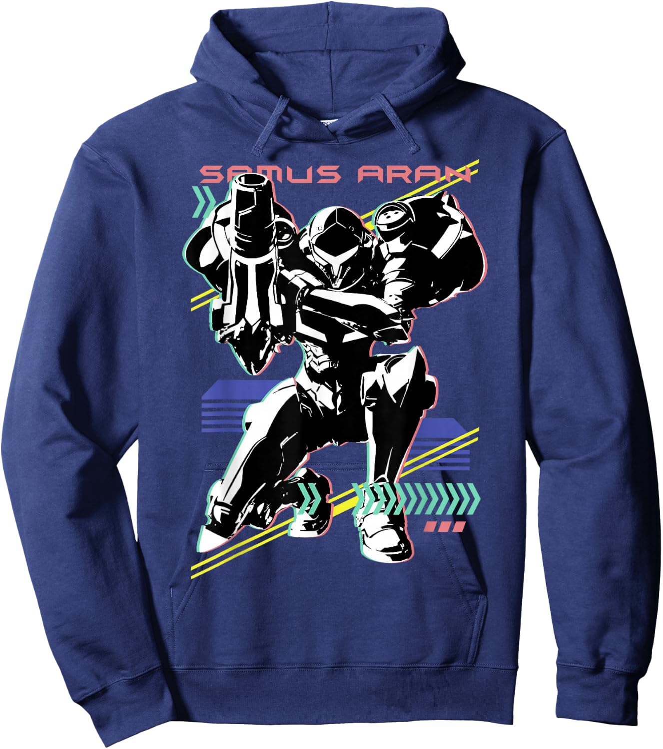 Nintendo Metroid Samus Aran Retro Neon Poster Hoodie - Hoodie | Navy
