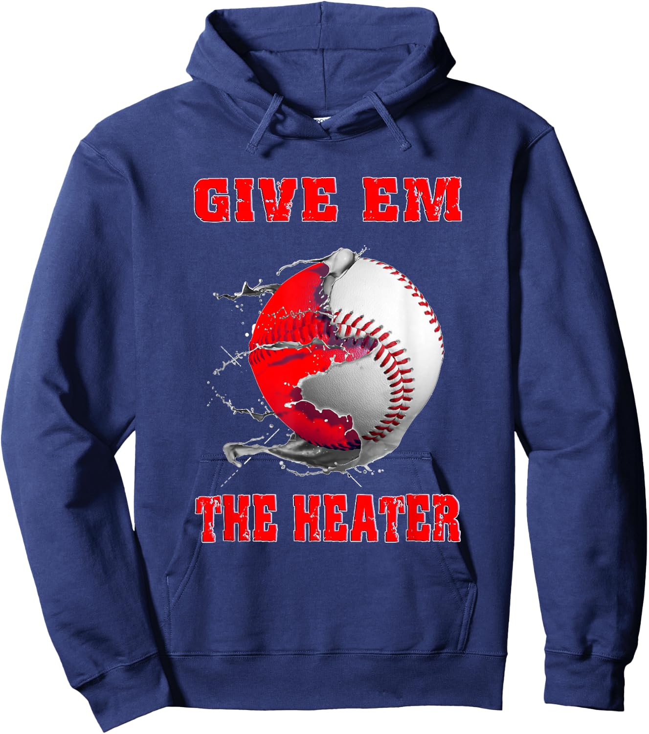 Give Em The Heater Baseball Pitcher Hoodie - Hoodie | Navy