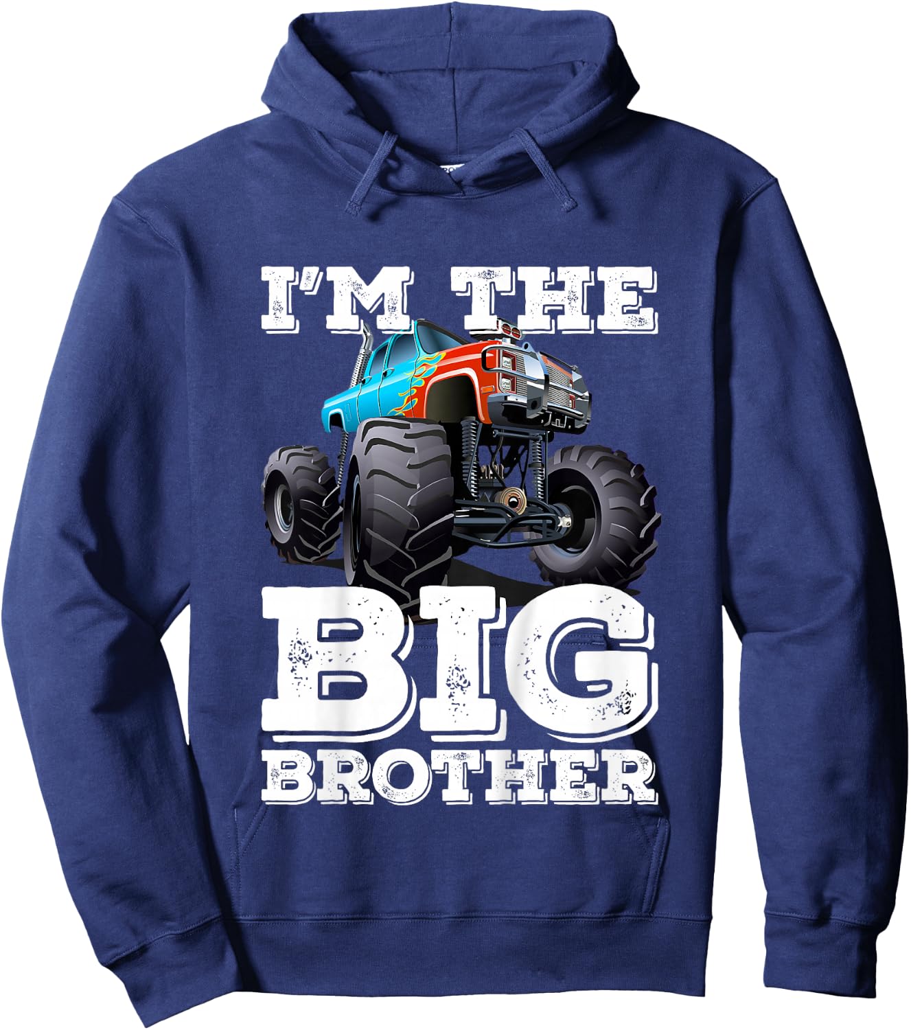 Kids I'm The Big Brother - Funny Monster Truck Hoodie - Hoodie | Navy
