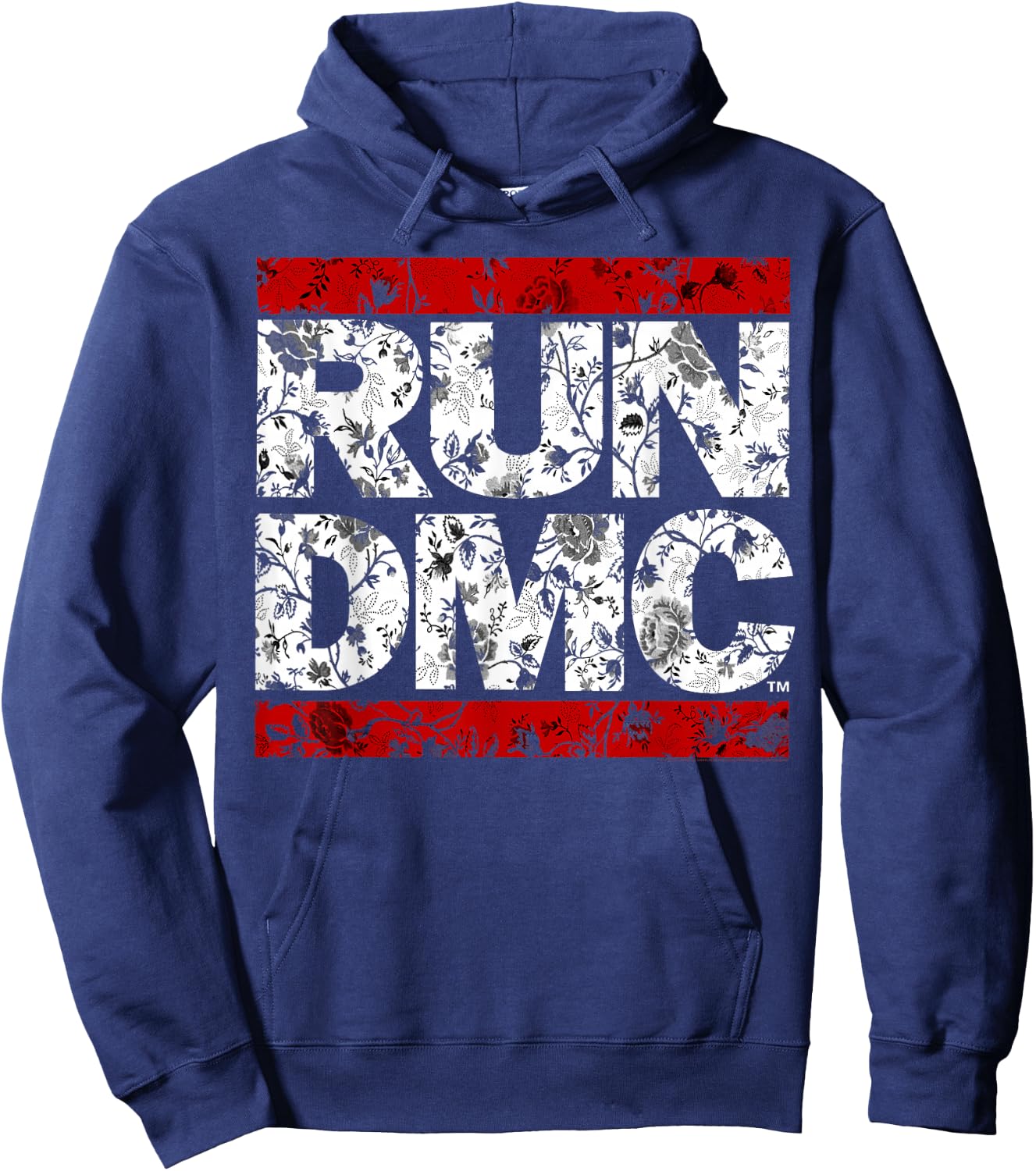 Run DMC Official Floral Red Logo Hoodie - Hoodie | Navy