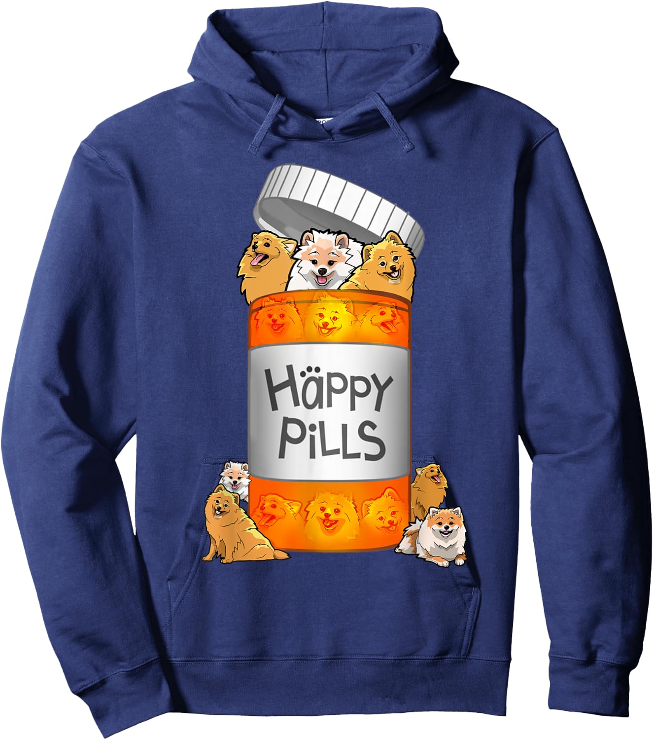Pomeranian Happy Pills Hoodie - Hoodie | Navy