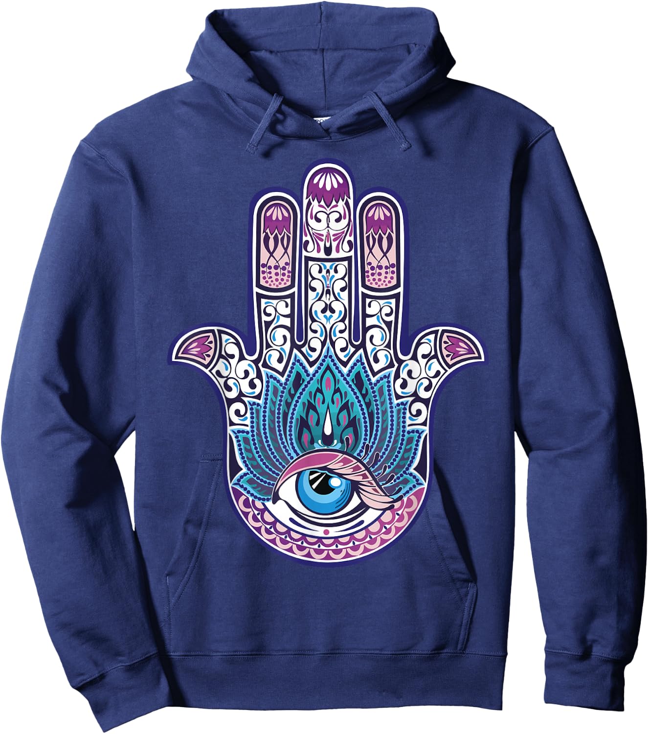 Hamsa Hand Mandala Yoga Fatima Hand Symbol Boho Hoodie - Hoodie | Navy