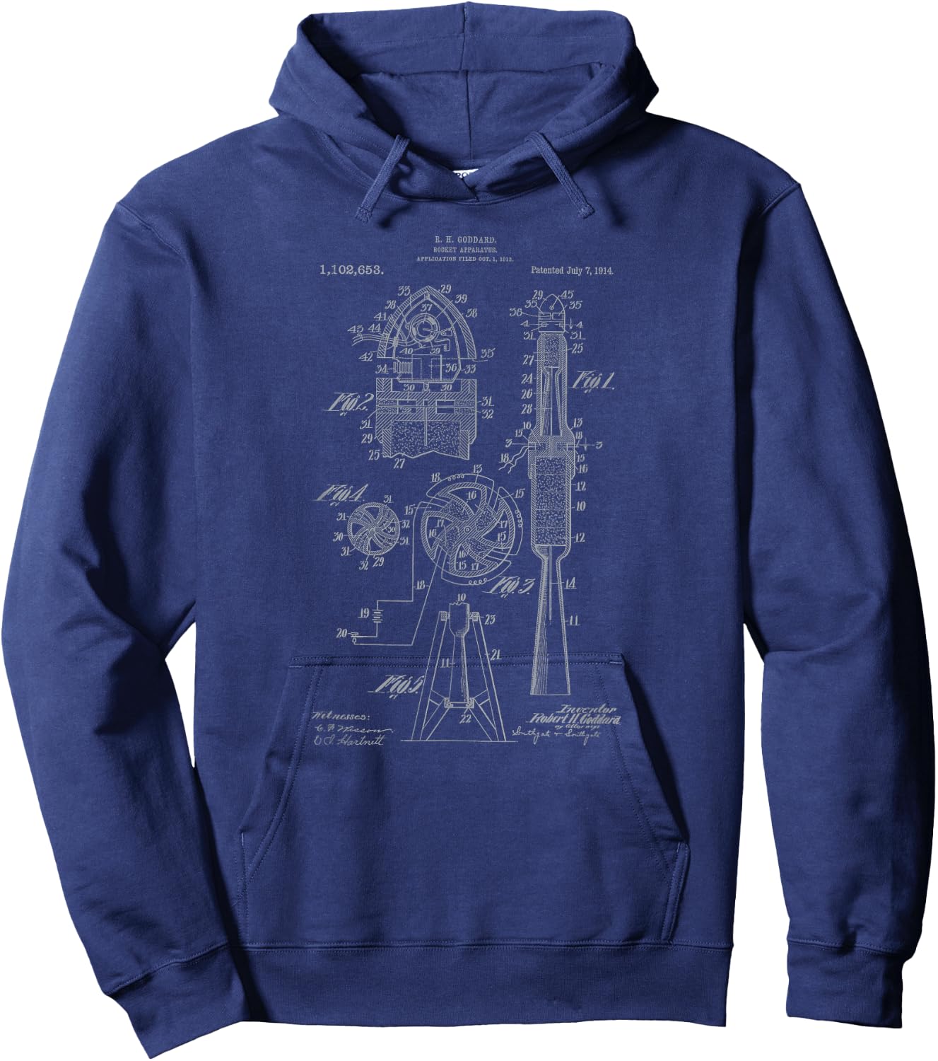 Goddard Rocket Engine Design Graphic Hoodie - Hoodie | Navy
