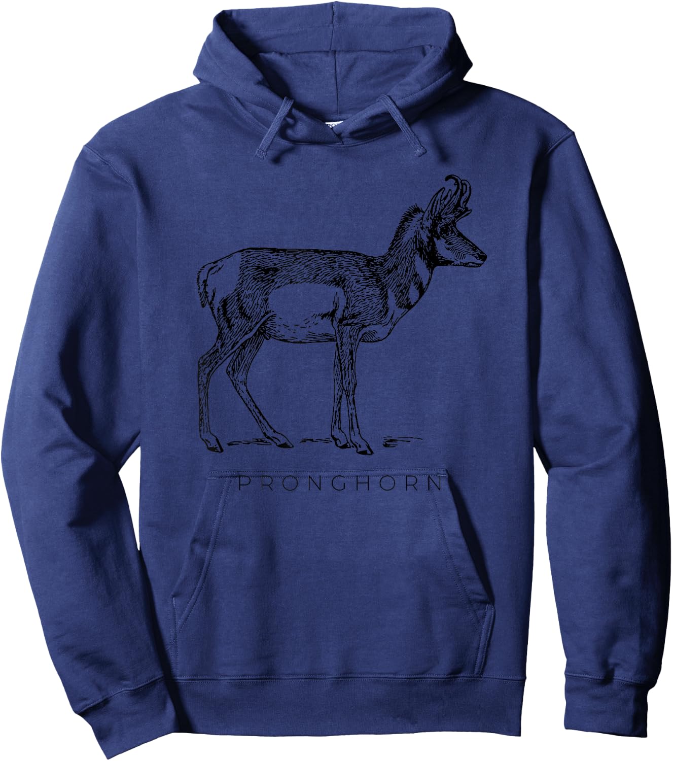 American Antelope Looks Like Art Drawing Pronghorn , Boys, -Adults, Short Sleeve, Grey, S, Classic Fit, Cotton 90% Polyester 10% Hoodie - Hoodie | Navy