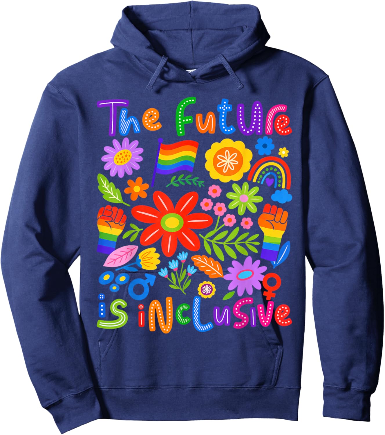 Future is Inclusive Floral Pride Toddler Kids Hoodie - Hoodie | Navy