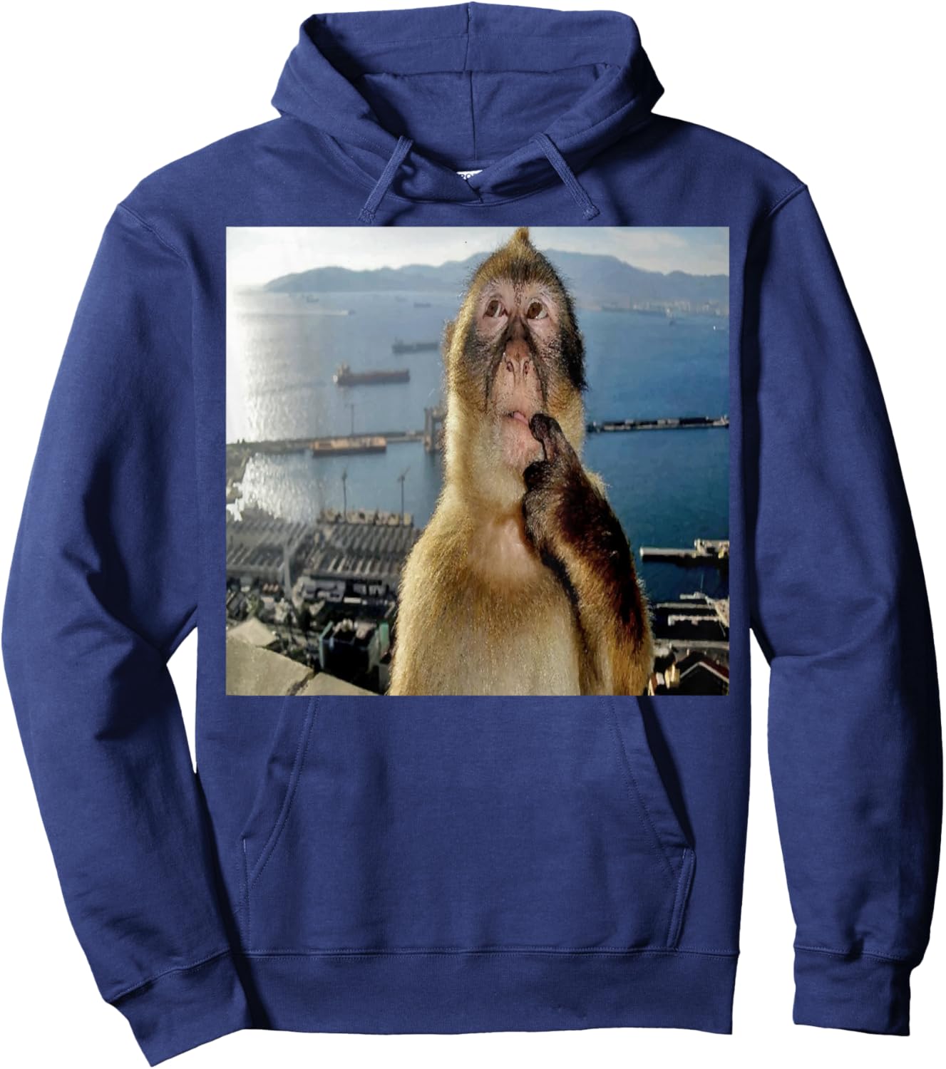Thinking Monkey Meme Hoodie - Hoodie | Navy