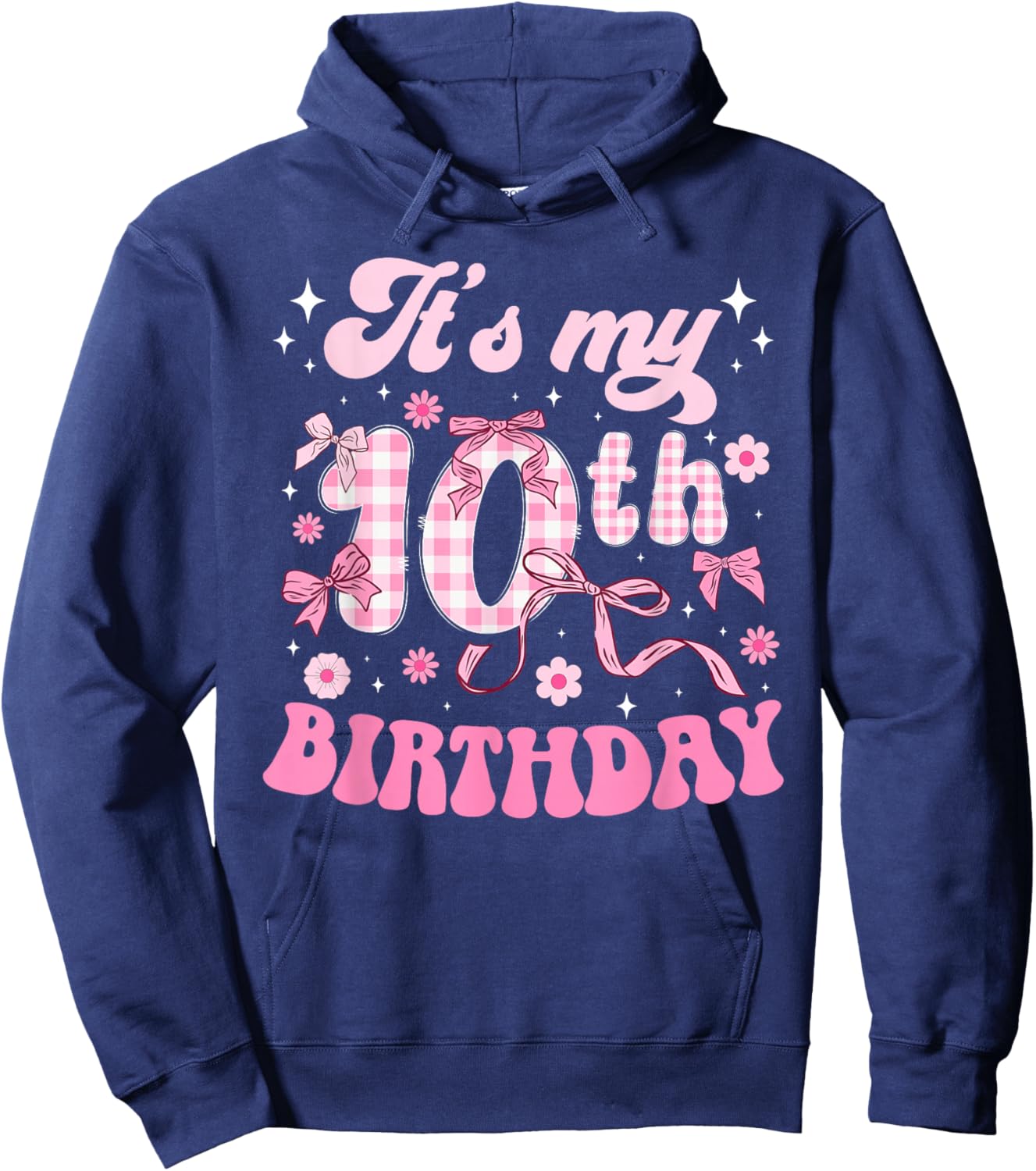 10th Coquette Birthday Party Ten Year Old Bow Hoodie - Hoodie | Navy
