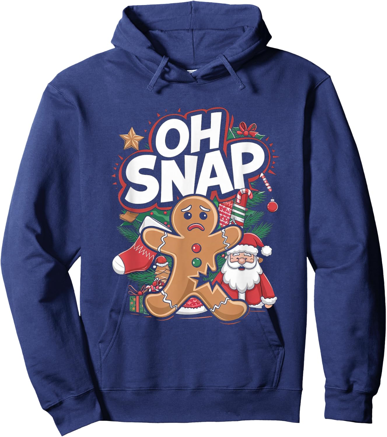 Funny Gingerbread Man Oh Snap Christmas Baking Hoodie - Hoodie | Navy