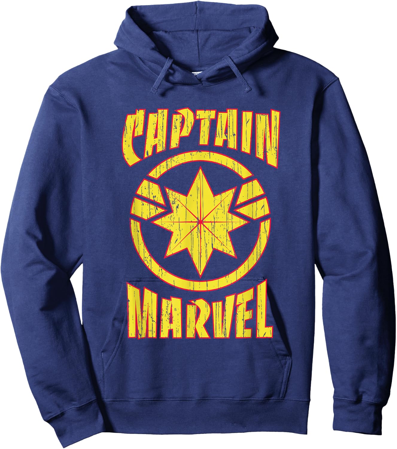 Marvel Captain Marvel Distressed 90s Logo Hoodie - Hoodie | Navy