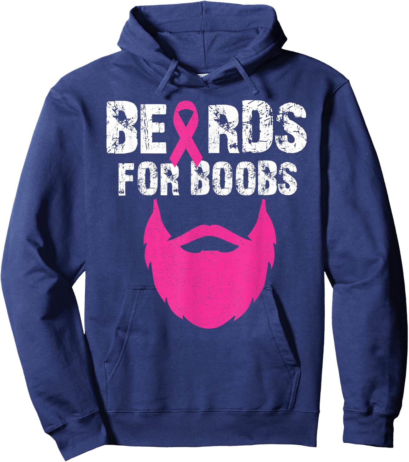 Beards for boobs Breast cancer awareness Hoodie - Hoodie | Navy