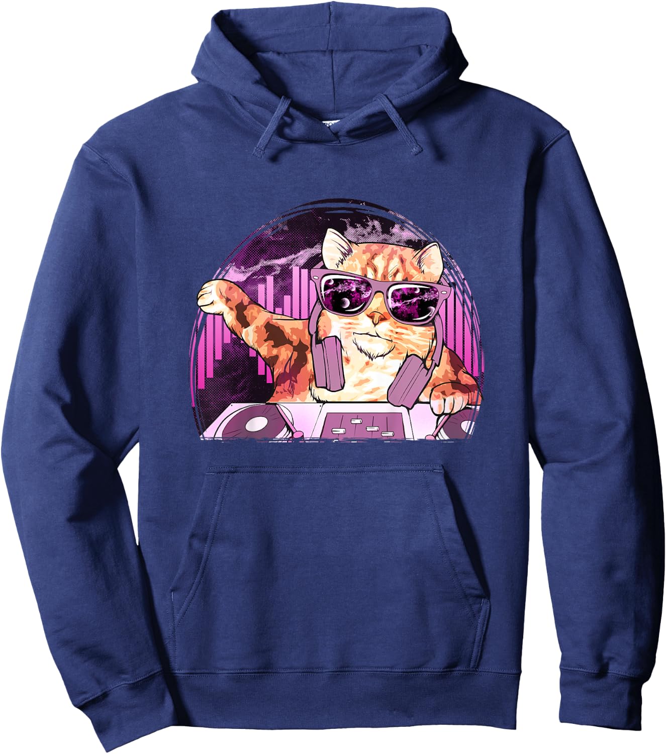 Cat Shirt - Cool Kitty Cat DJ Space Music Kids Hoodie - Hoodie | Navy